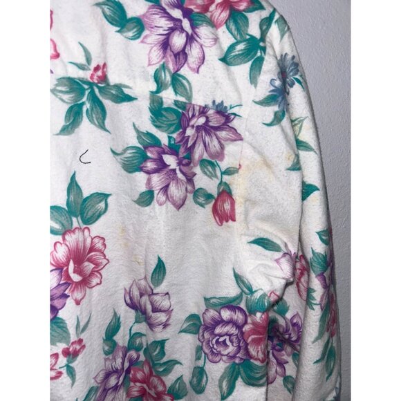 Stan Herman Floral Button-Up Nightgown 3/4 Sleeves Cotton Size M - Picture 4 of 9